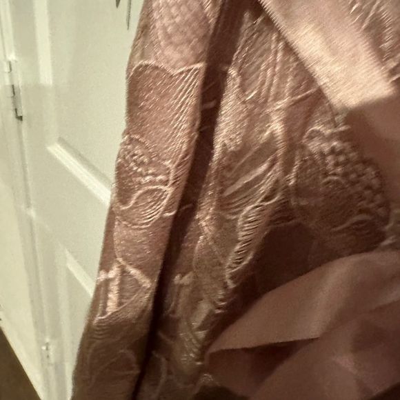 Dress Alex Evenings Lace flowers Dusty Rose Tea Length sz20 3/4 sleeves - Picture 10 of 12